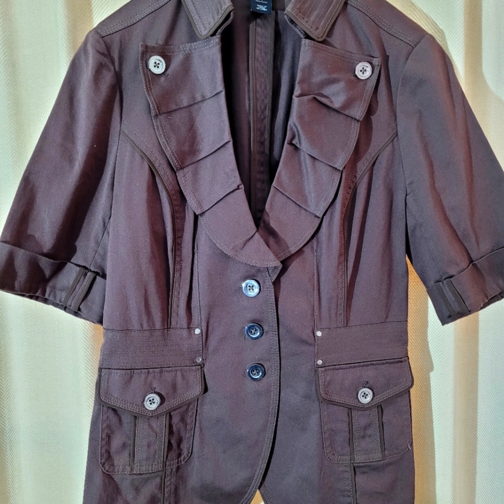 White House Black Market brown top, silver buttons